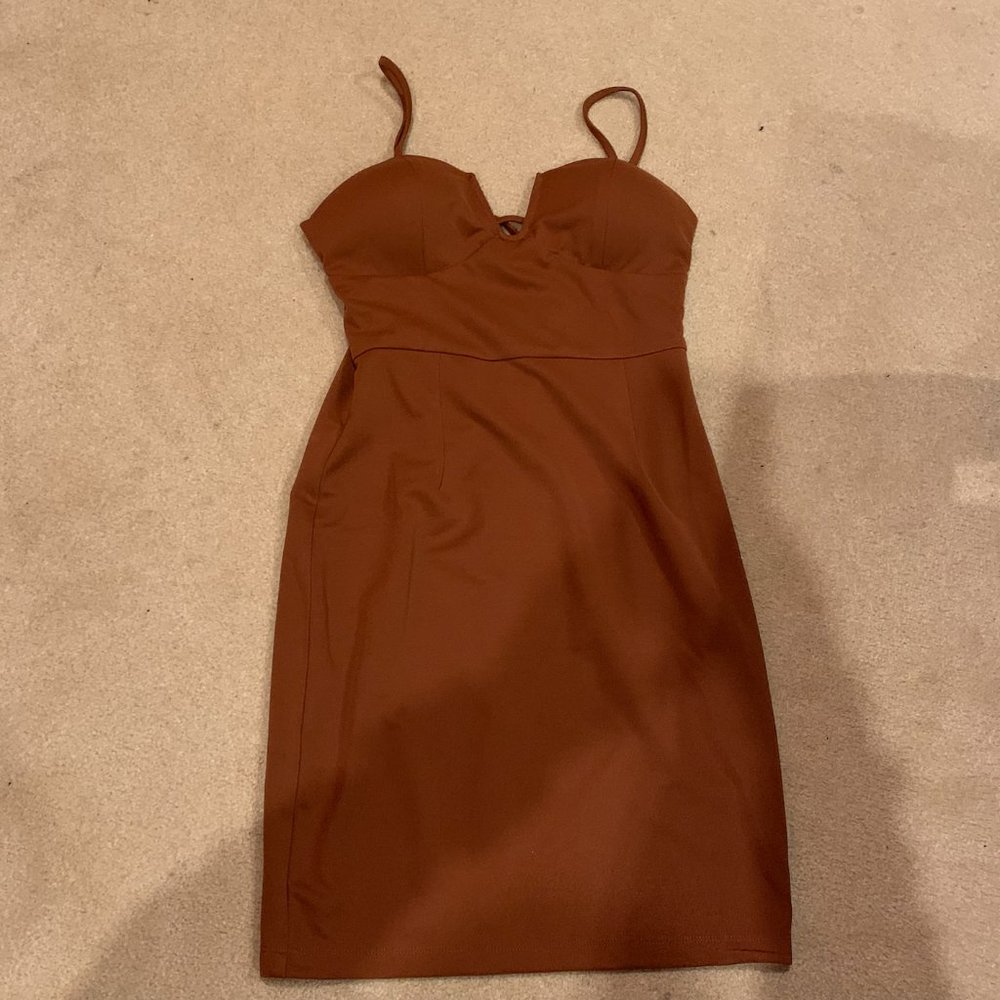 NWOT Rust Burnt Orange Strappy Bodycon Dress